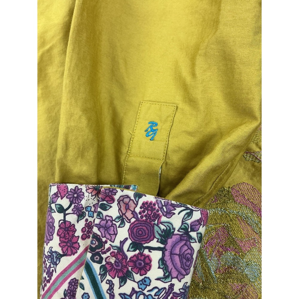 Robert Graham Shirt Mens M Yellow Floral Embroidered Button Up Long Sleeve‎ - Picture 5 of 10
